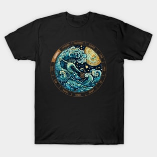 ZODIAC Aquarius - Astrological AQUARIUS - AQUARIUS - ZODIAC sign - Van Gogh style - 7 T-Shirt